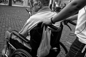 elderly man in wheelchair