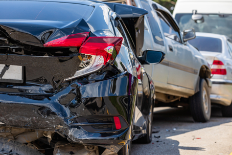 Modern car accident involving multiple cars