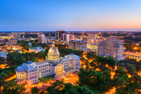 Jackson, Mississippi, USA skyline over the Capitol Building