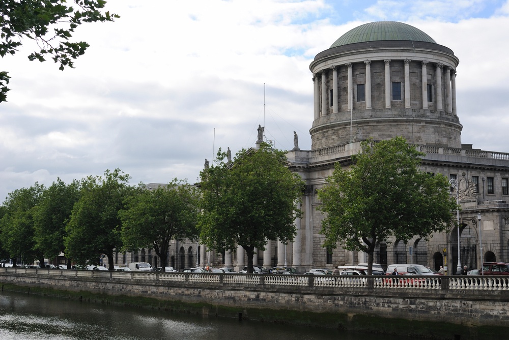 The Four Courts building in Dublin, Ireland along the River LIffey.-1