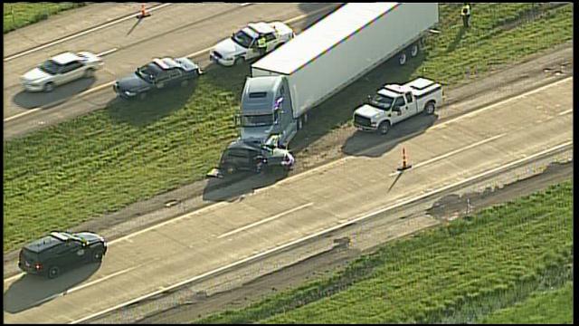 Accident involving a truck along highway