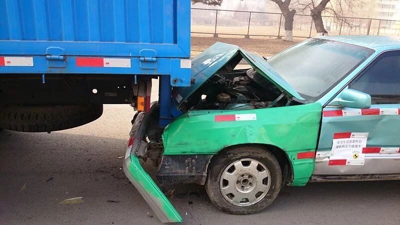 Underride accidents car and truck involved in an underride accident. 