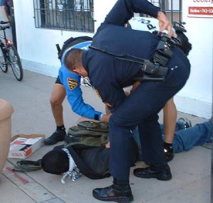 Police arresting a criminal