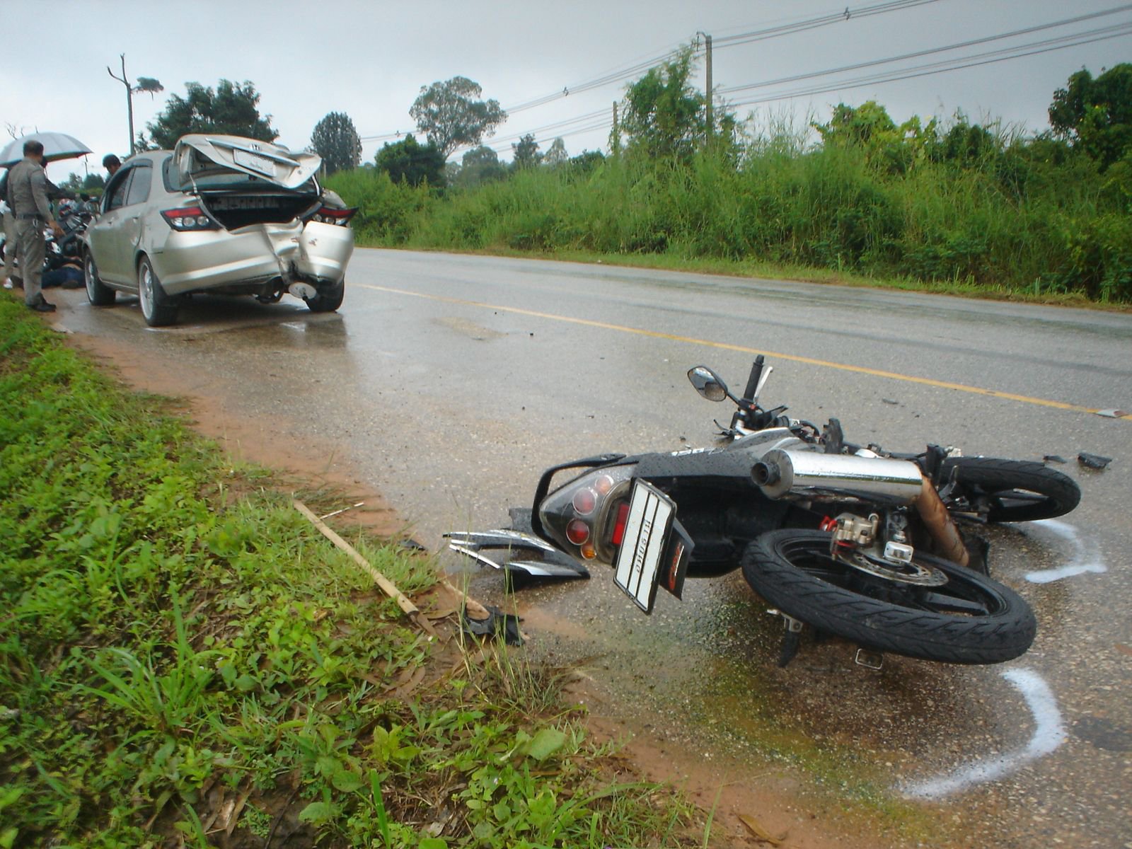 Motorcycle crash involving a car